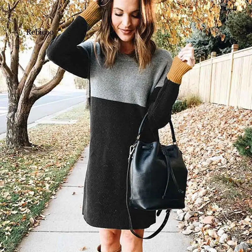 Long Sweaters Dress Women Slim Fit Knitted Pullovers Lady Winter Sweet Sexy Knitwear Sleeve Thick Jumper Warm Tops Knits | Женская
