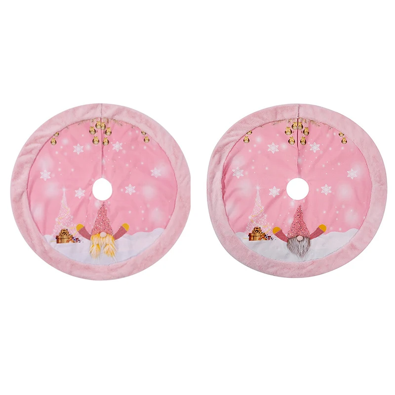 

Pink Christmas Tree Skirt with LED Light Faceless Doll Carpet Christmas Tree Decor Floor Mat Christmas Decor