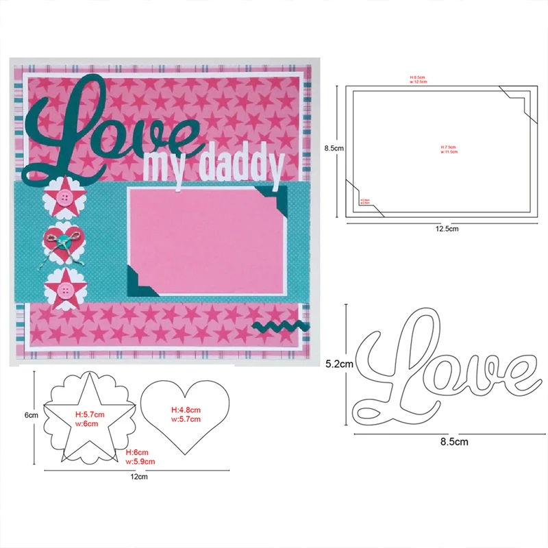 

Love Heart Star Frame Metal Cutting Dies for DIY Scrapbooking Dies Paper Cards Making Embossing die cut Decorative craft dies