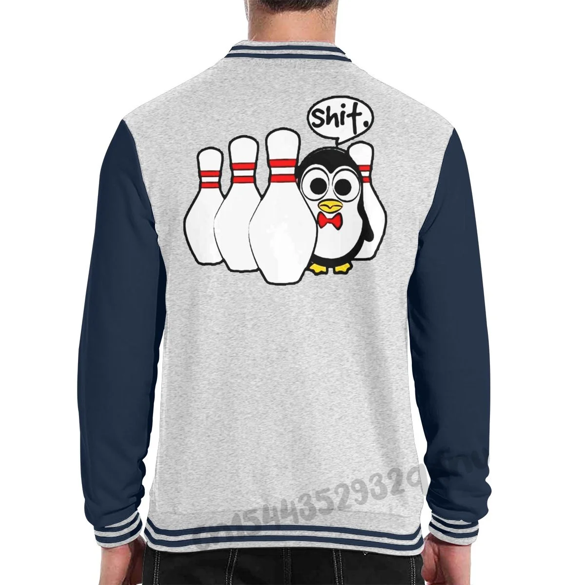 Мужская бейсбольная куртка в стиле Боулинг Пингвин с милым графическим принтом