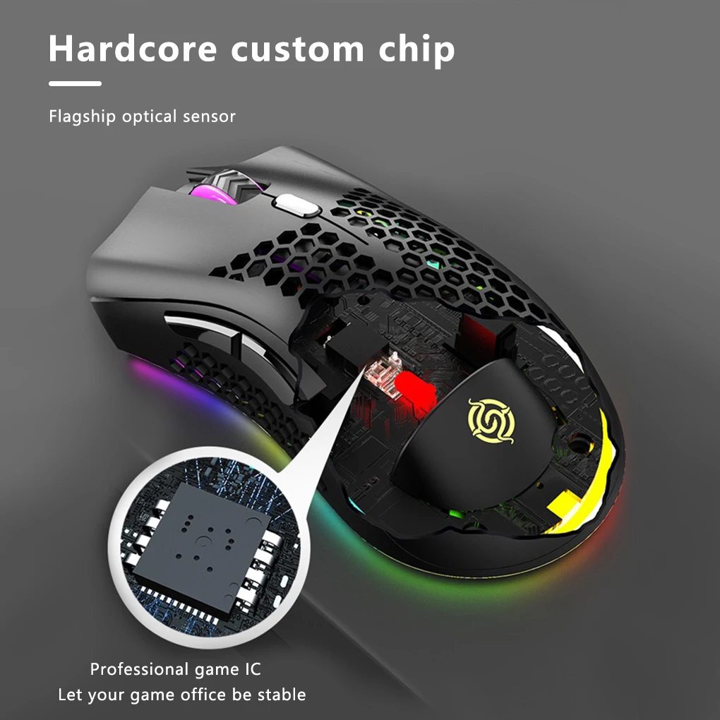 New Gaming Mouse Wireless Hollow Game Rechargeable Computer Gamer RGB Silent Mice With Backlight For PC Laptop |