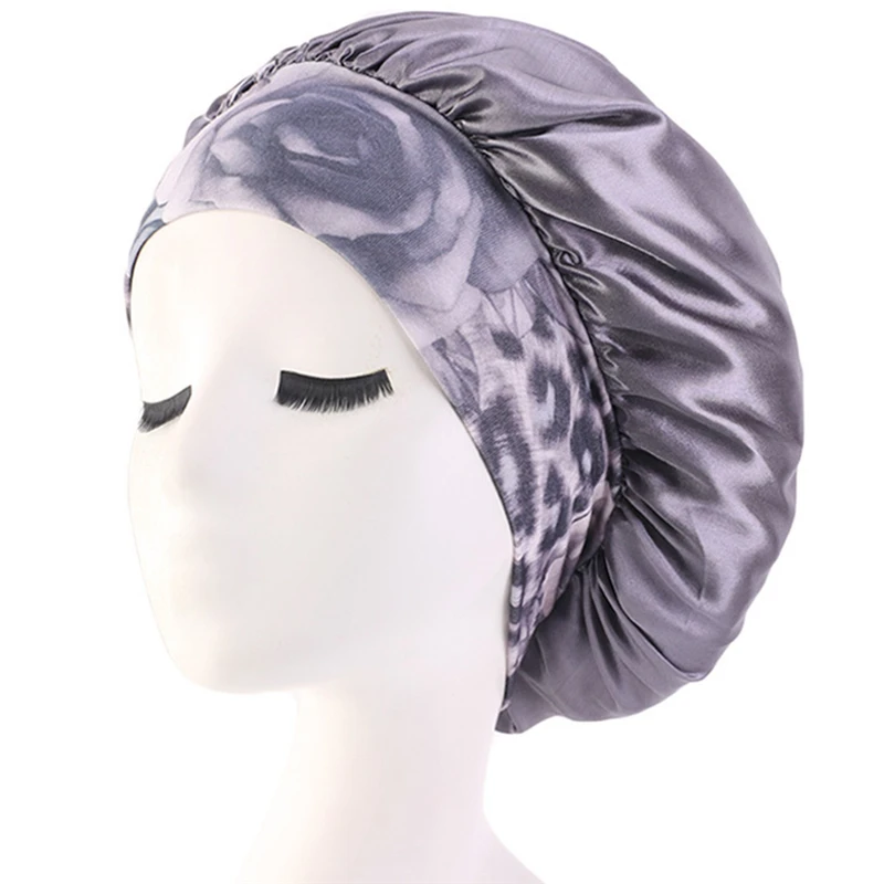 

Sleeping Caps Women's Satin Solid Wide-brimmed High-elastic Sleeping Hat Night Sleep Cap Hair Care Bonnet Nightcap