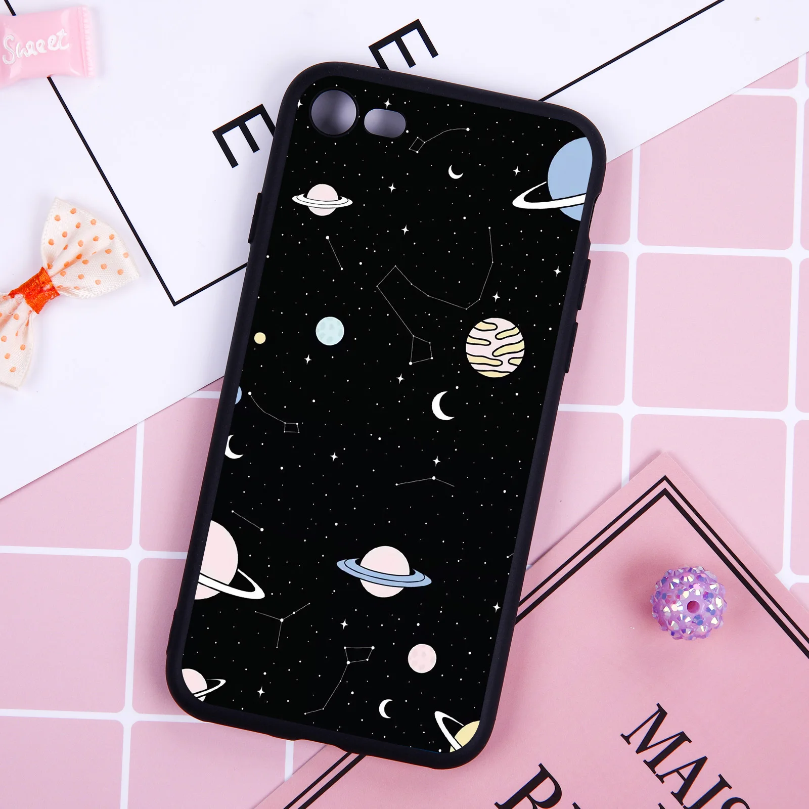 Cute Soft Planet Phone Case For iPhone 6 6s XS MAX XR X 8 Plus Matte Silicone Back Cover Gift Lover |