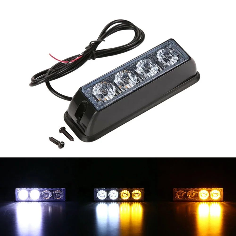 

Amber/White Strobe Lights 4 pcs Truck Beacon Hazard Flash ABS Housing + PC Lens