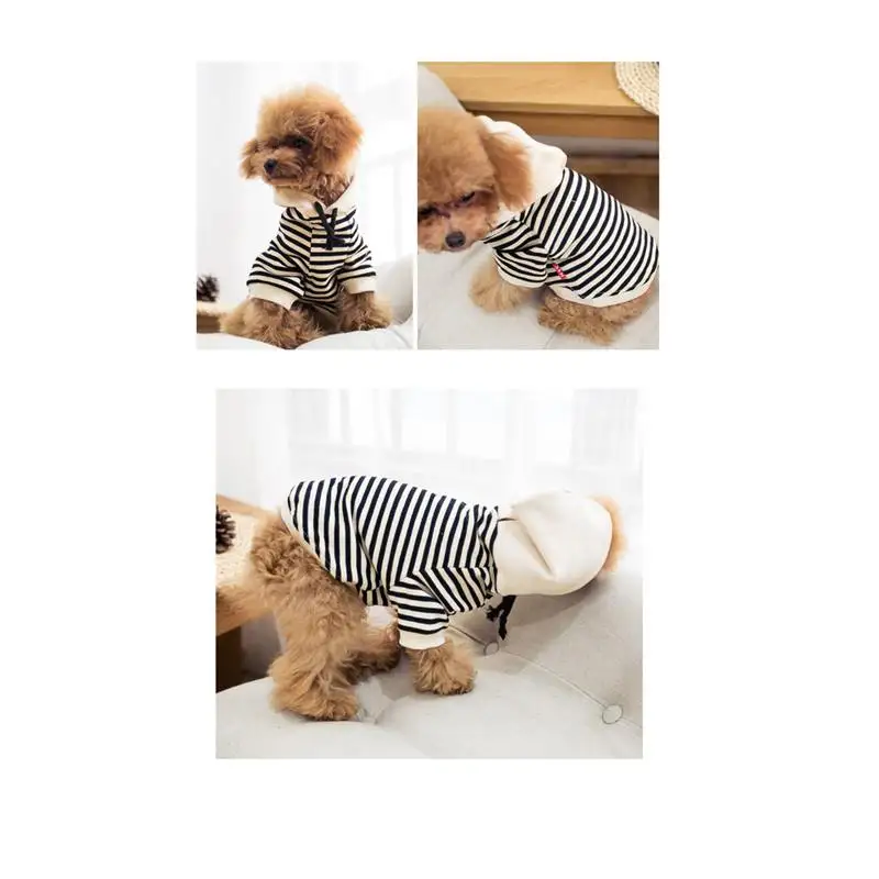 

Dog Sweatshirt Fashion Striped Hooded Small Dog Street Fashion Outfit Coat Cozy Jumpsuit Clothing Pets Clothes