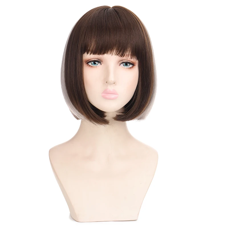 

Fashion Short Black Ear Dyeing Synthetic Wig With Bang For Women Non-Reflective Shopping Party Daily Wear Wig