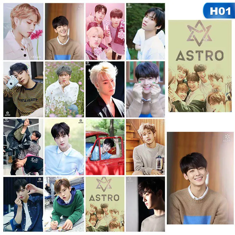 

16Pcs/set Korean KPOP ASTRO Photocard Album Self Made Paper Lomo Card Photo Card Stationery Set Fans Gift Collection Stickers