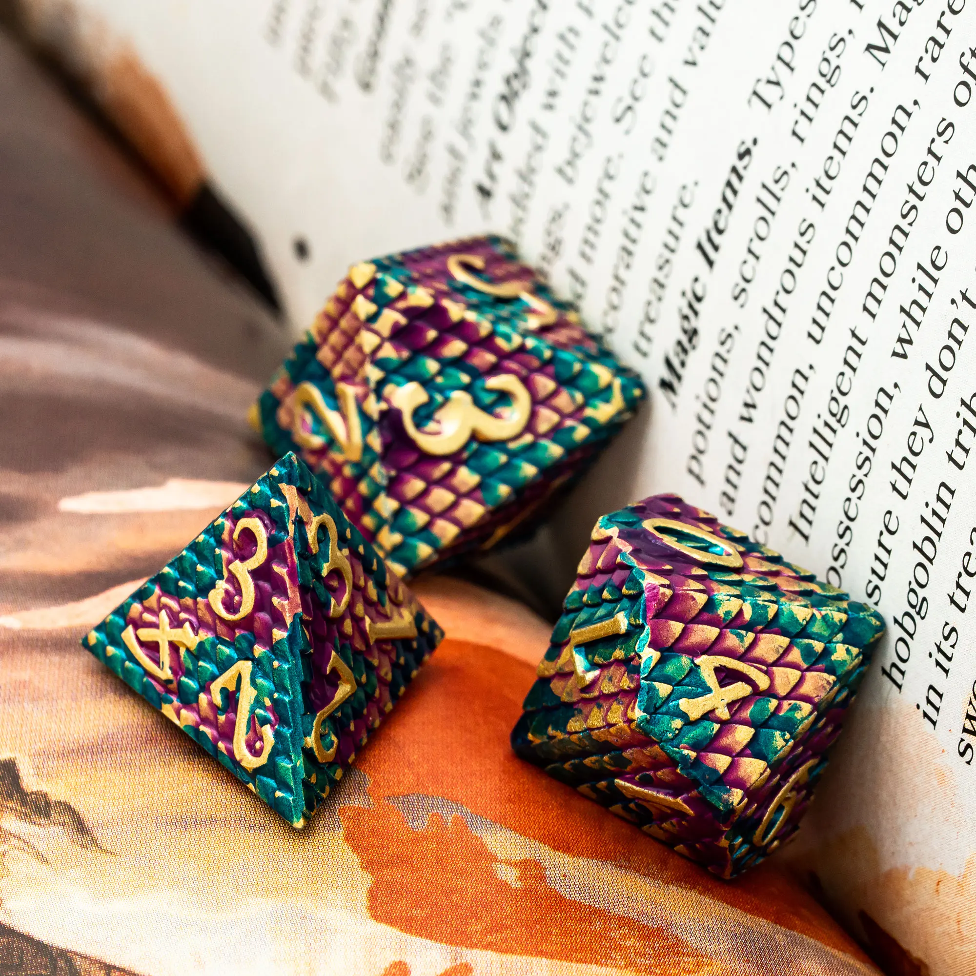 Металлические кости Cusdie Dragon Scale D &amp 7 шт. игральные DND набор многогранных костей