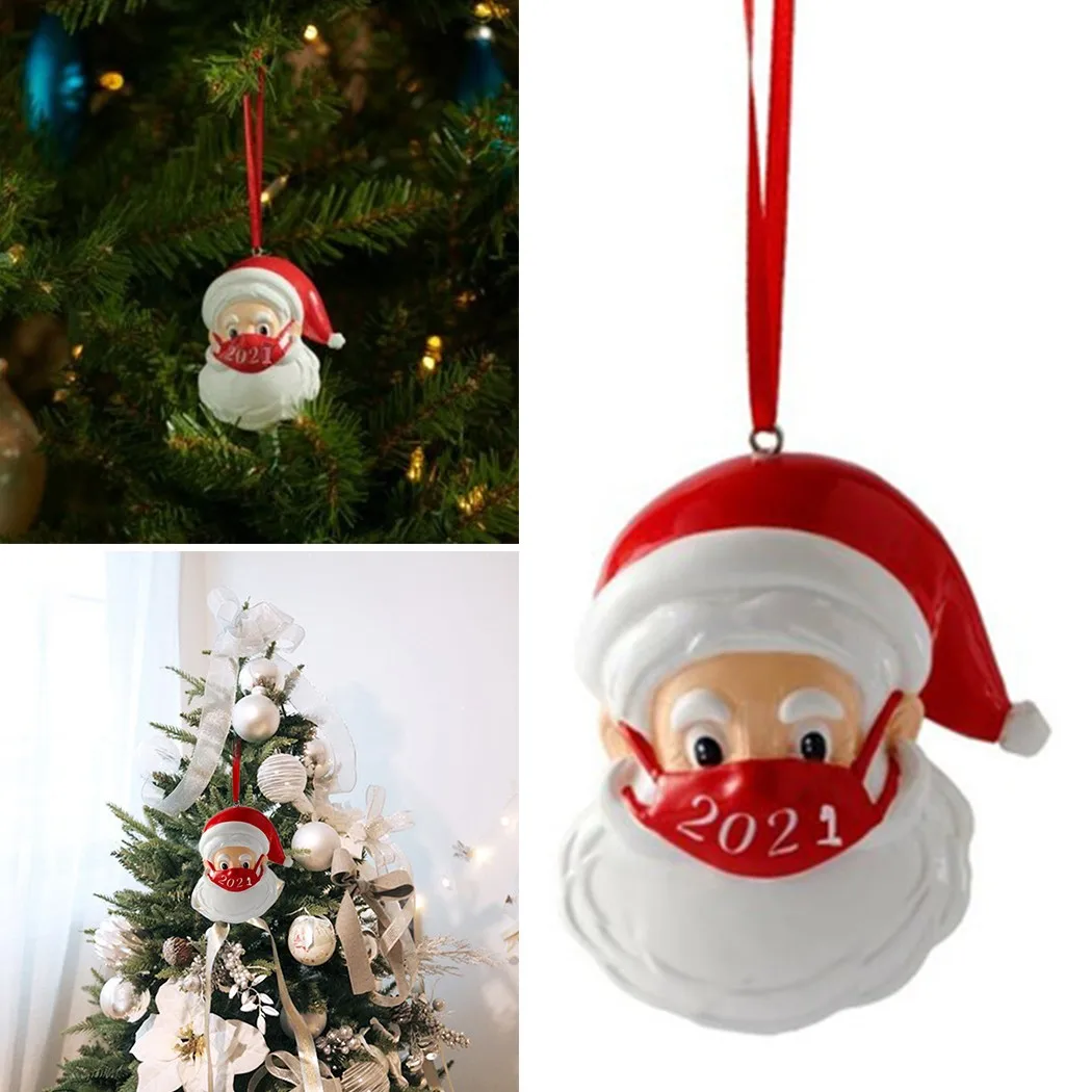 

Карантин, Рождественское украшение, персонализированные подвески для семьи «сделай сам», Санта-Клаус с маской, украшения для рождественско...
