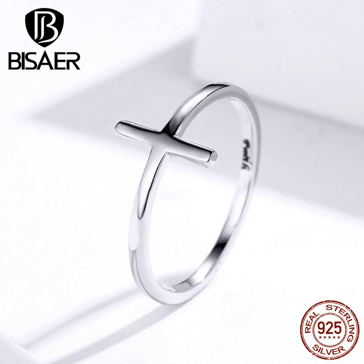 Крест Anel BISAER 925 пробы серебряный крест вера женские кольца на палец для женщин модные ювелирные изделия из стерлингового серебра ECR562