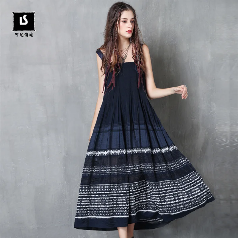 

Женские Платья с цветочным принтом, весна-лето 2019, женское длинное сексуальное платье большого размера, повседневное богемное синее платье ...