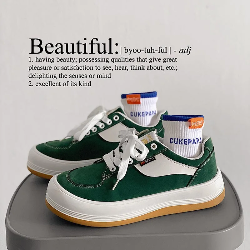 

Korean Color Matching Lace-Up Trend Low-Top Sneakers Women Harajuku Style Student Man Shoes Casual Platform Couples Shoes