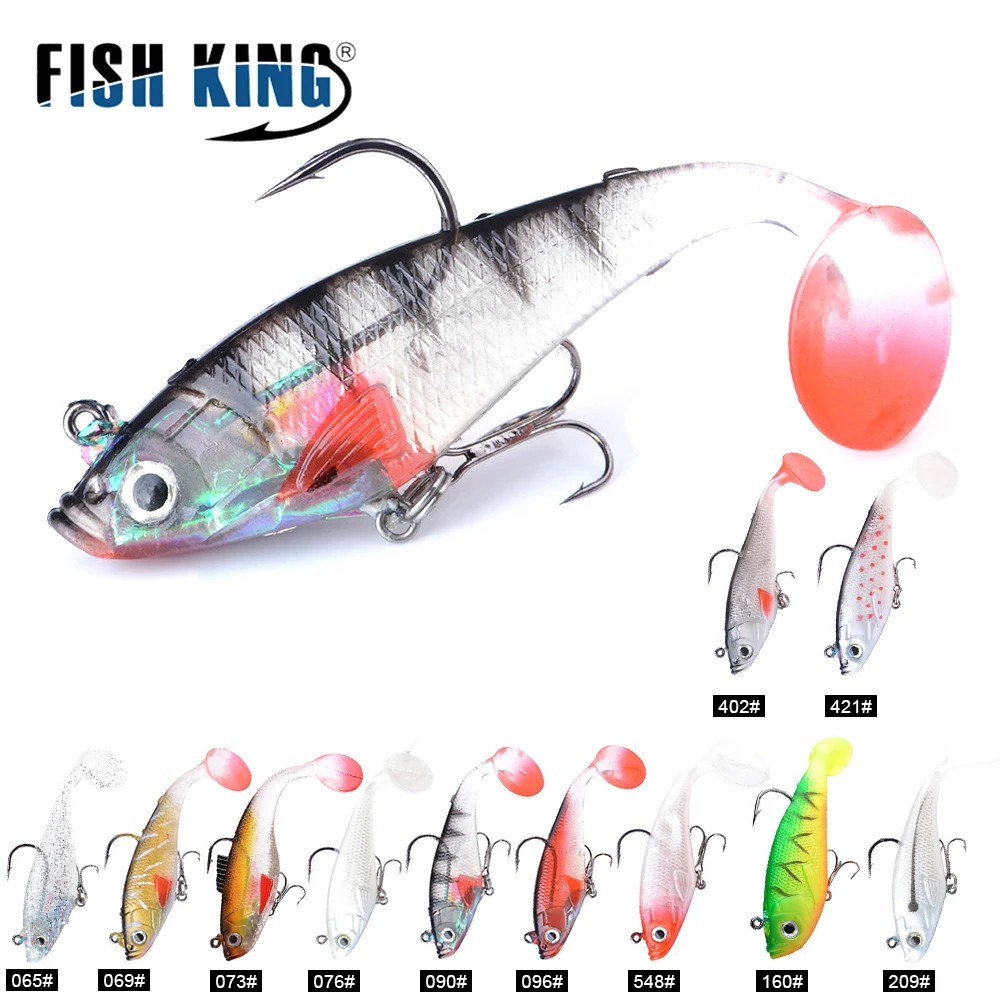 

FISH KING мягкие приманки 11 цветов, 8/10 см, 1 шт./партия джиг, приманка для рыбалки с тройным крючком, аксессуары для волос