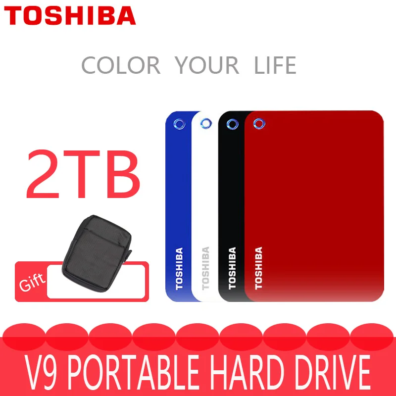 Внешний жесткий диск TOSHIBA 2 ТБ 1000 Гб HD HDD Портативный CANVIO V8 USB 3 0 SATA3 5 &quotтонкий 100%