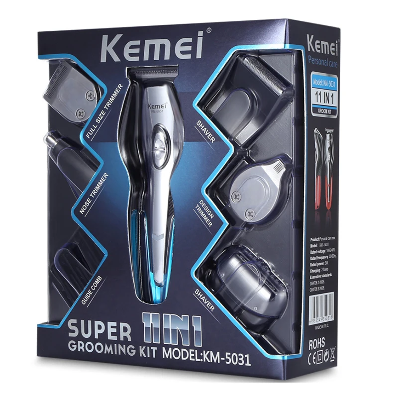 

Kemei 6 in 1 Electric Hair Trimmer Clipper Men Women USB Rechargeable Hair Cutter Professional 220-240V Beard Nose Trimmer