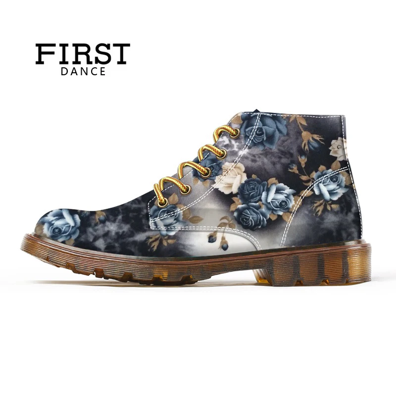 

2019 Spring Autumn New Style Fashion Flower Print Boots for Woman Ankle Boots for Lady Floral Shoes DIY Custom Sneakers