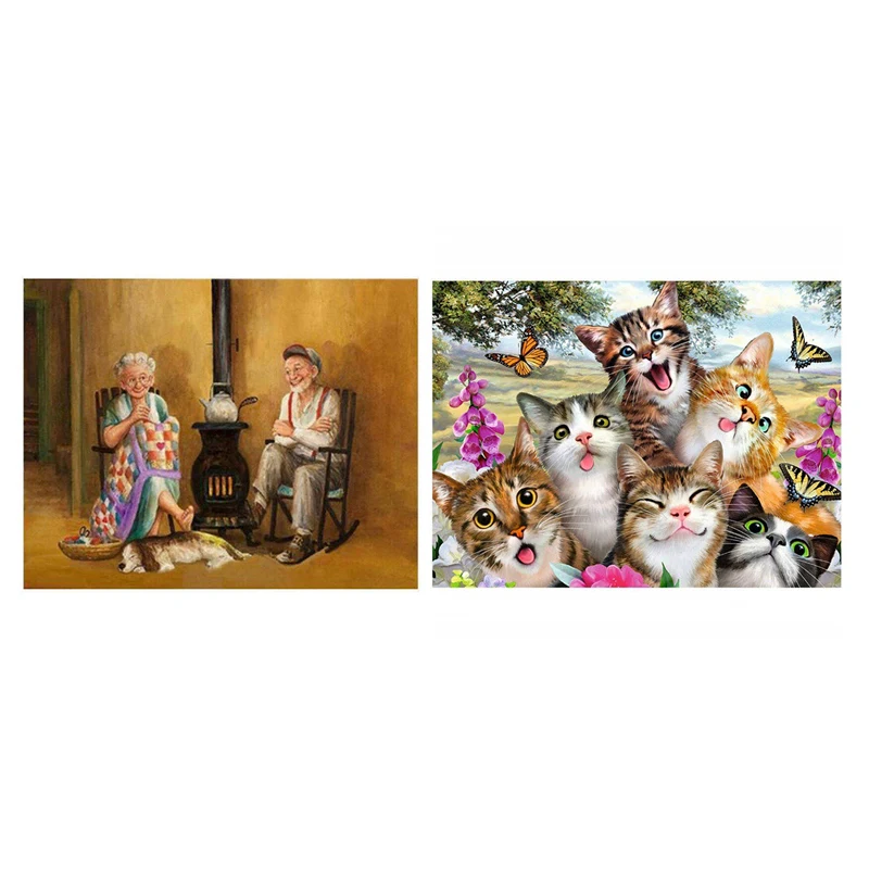 

2 набора, 5D алмазная живопись, вышивка крестиком, украшение для дома, пары и милые кошки