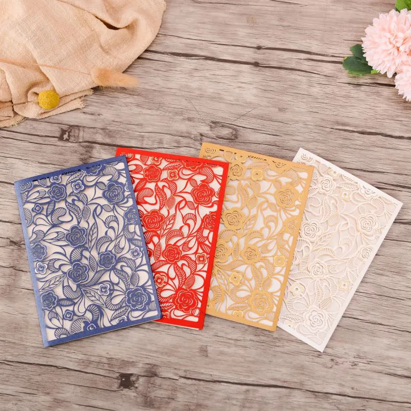 25 шт. Свадебная пригласительная открытка с лазерной резкой кружевная Цветочная