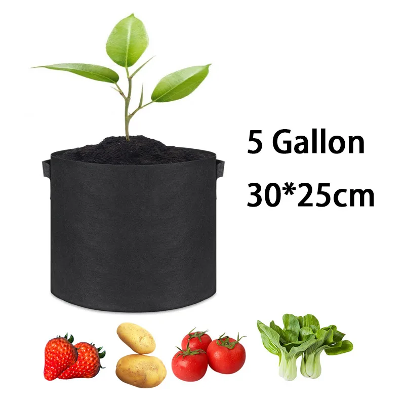 

5 Gallon Plant Grow Bags Vegetables Plant Growing Fabric Pot Grow Fruit Plants Gardening Tools Breathable Nonwoven Fabric Cloth