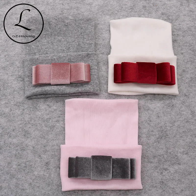 Бархатные шапки с бантиком для новорожденных девочек и мальчиков новинка 2020 года