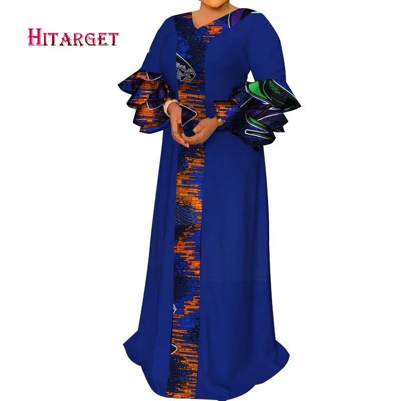 

Новинка 2020, африканские платья для женщин, элегантное вечернее платье Дашики, стандартная африканская одежда без цветов WY6156