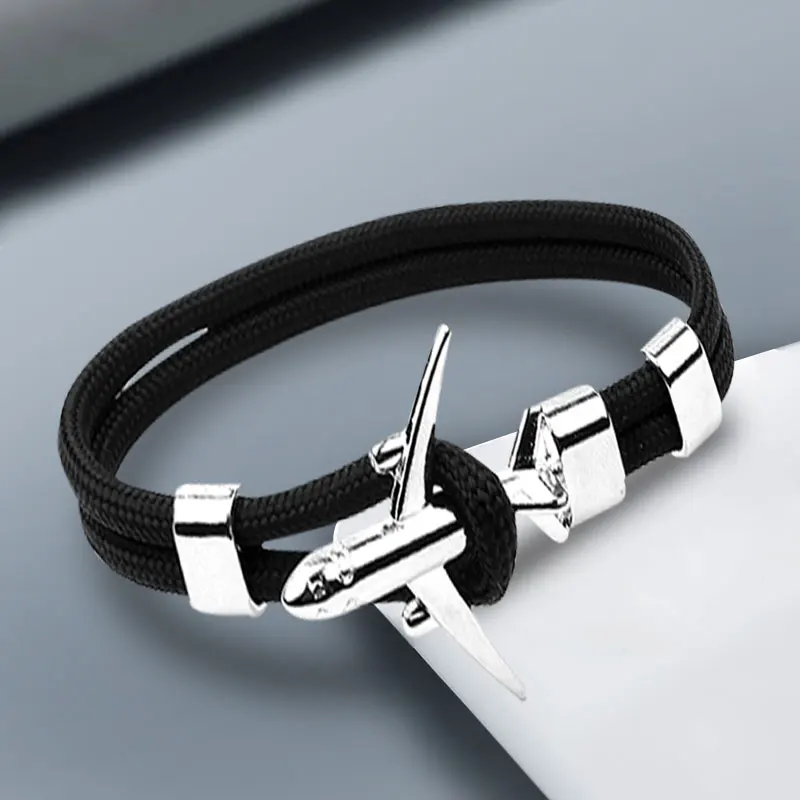 Fashion Men Aircraft Anchor Bracelet Navy Airport Style Multi-Layer Hand-Woven Rope Chain Men's And Women's Sports Metal Buckle |