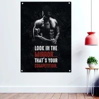 look in the mirror theats your competition workout motivational poster wallpaper hanging paintings bodybuilding flag banner