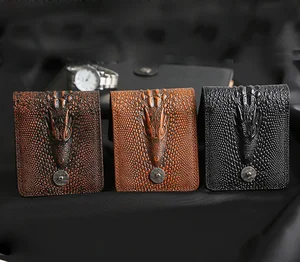 Мужской кошелек из натуральной кожи, короткий бумажник в винтажном стиле с крокодиловым тиснением