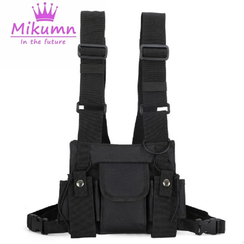 Регулируемый черный жилет в стиле хип хоп уличная одежда повседневная поясная