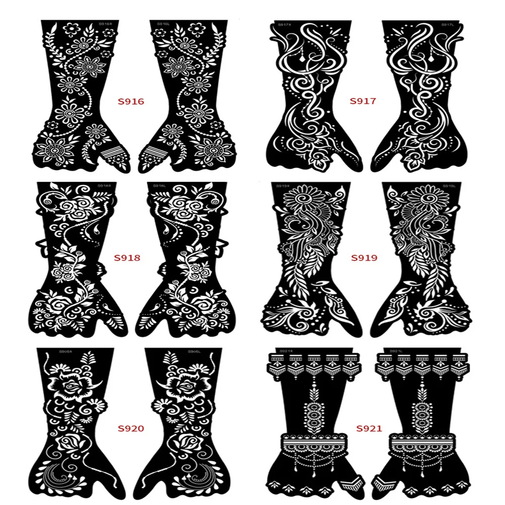 Indian Henna Rose Lace Flower Tattoo Stencil Women Diy Body Legs Arm Art Airbrush Painting Mandala Tattoo Stencil Templat