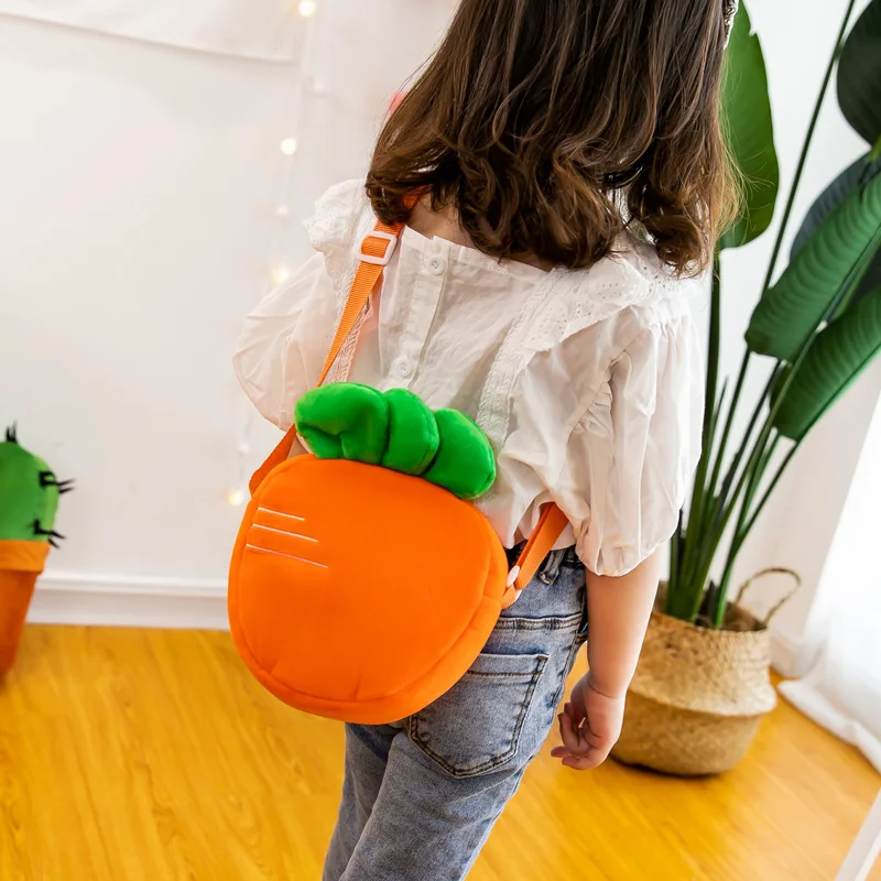 

Kids Soft Carrot Strawberry Bag Girls Toys Student One Shoulder Slanting Plush Bag Cute Bag Gift Kindergarten Bag for Girls