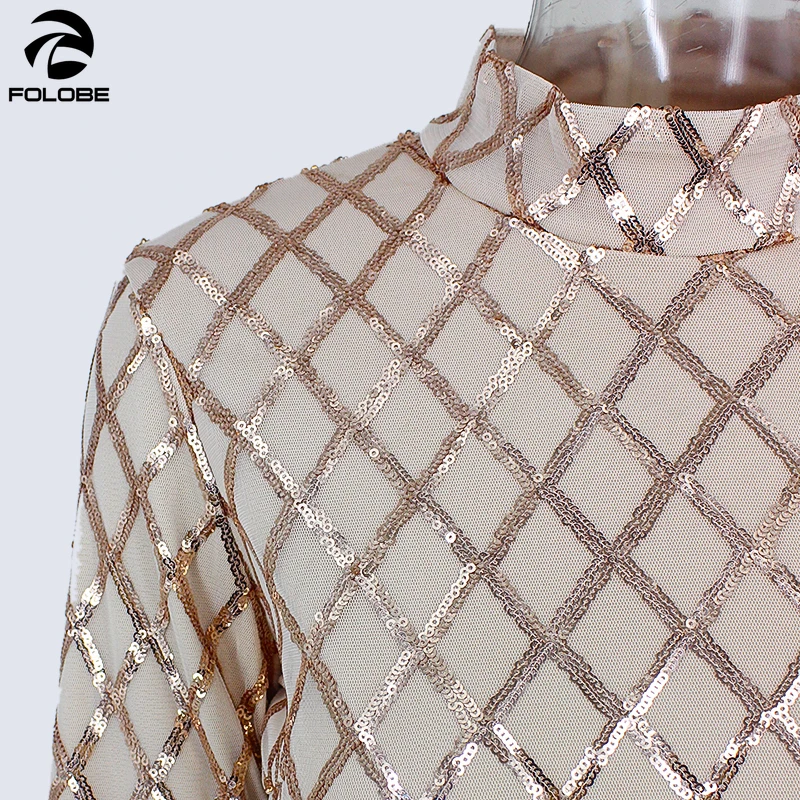 

FOLOBE Women Autumn Winter Dress Sexy Black long sleeve Dresses sequin Nightclub Wear Party Bodycon dress vestido de festa