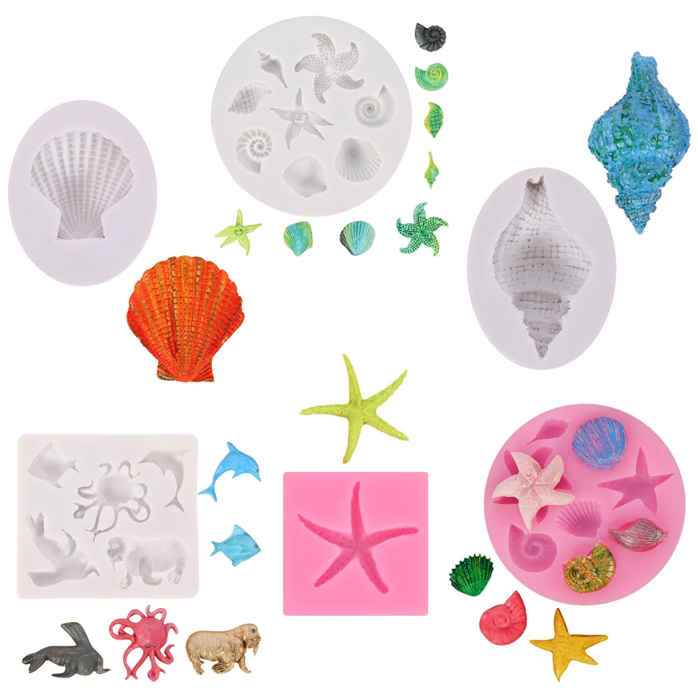

Ocean Biological Conch Sea Shells Chocolate Cake Silicone Mold Kitchen Tools silicon moulds