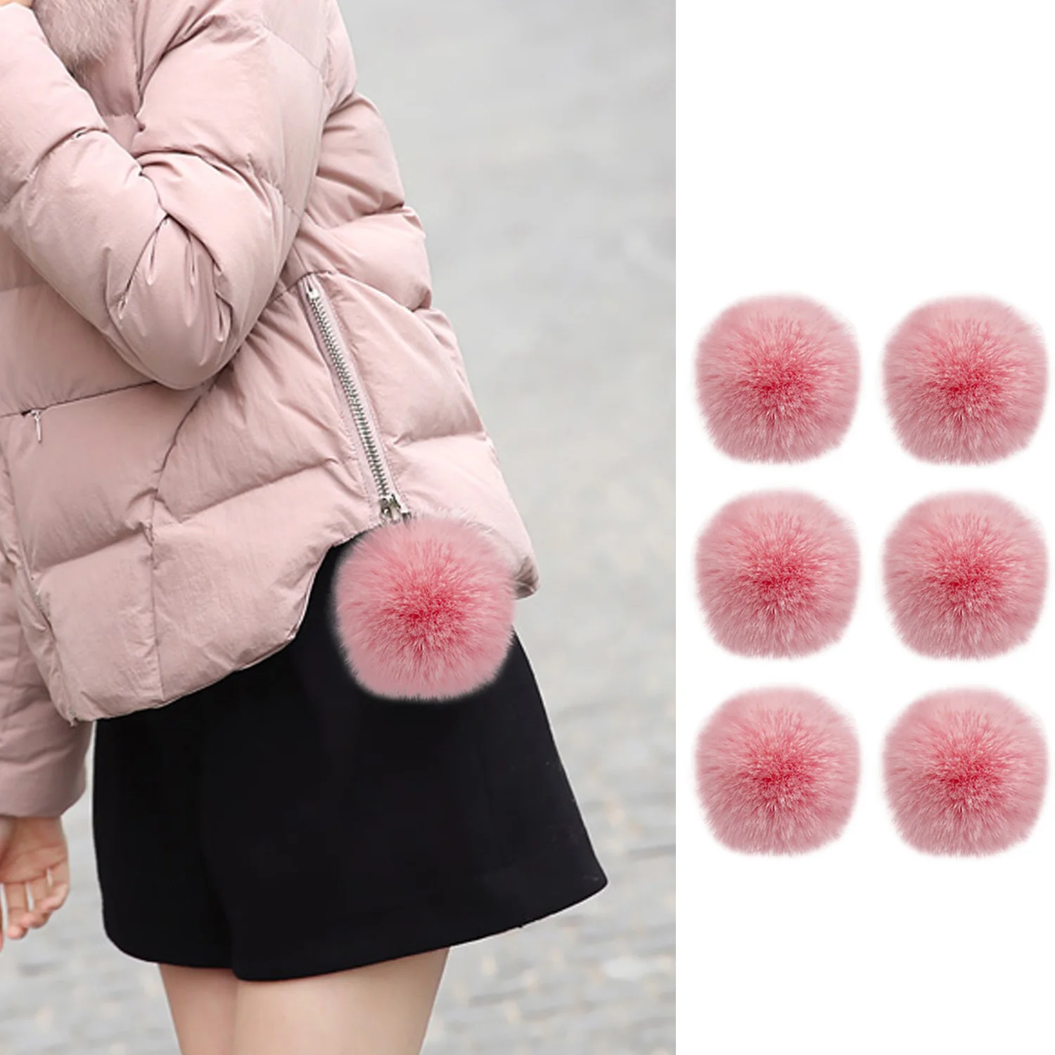 12 шт. 5 см помпоны из искусственного меха с эластичными петлями для вязания шапок