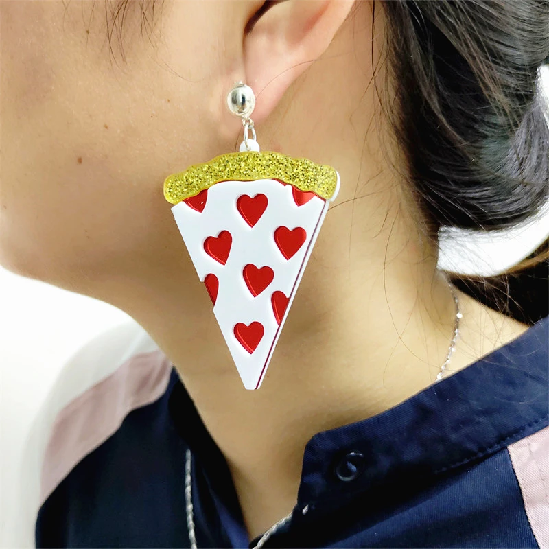 

Red Peach Heart Big Drop Earrings for Women High Quality Acrylic Trendy Jewelry Fashion Hyperbole Accessories