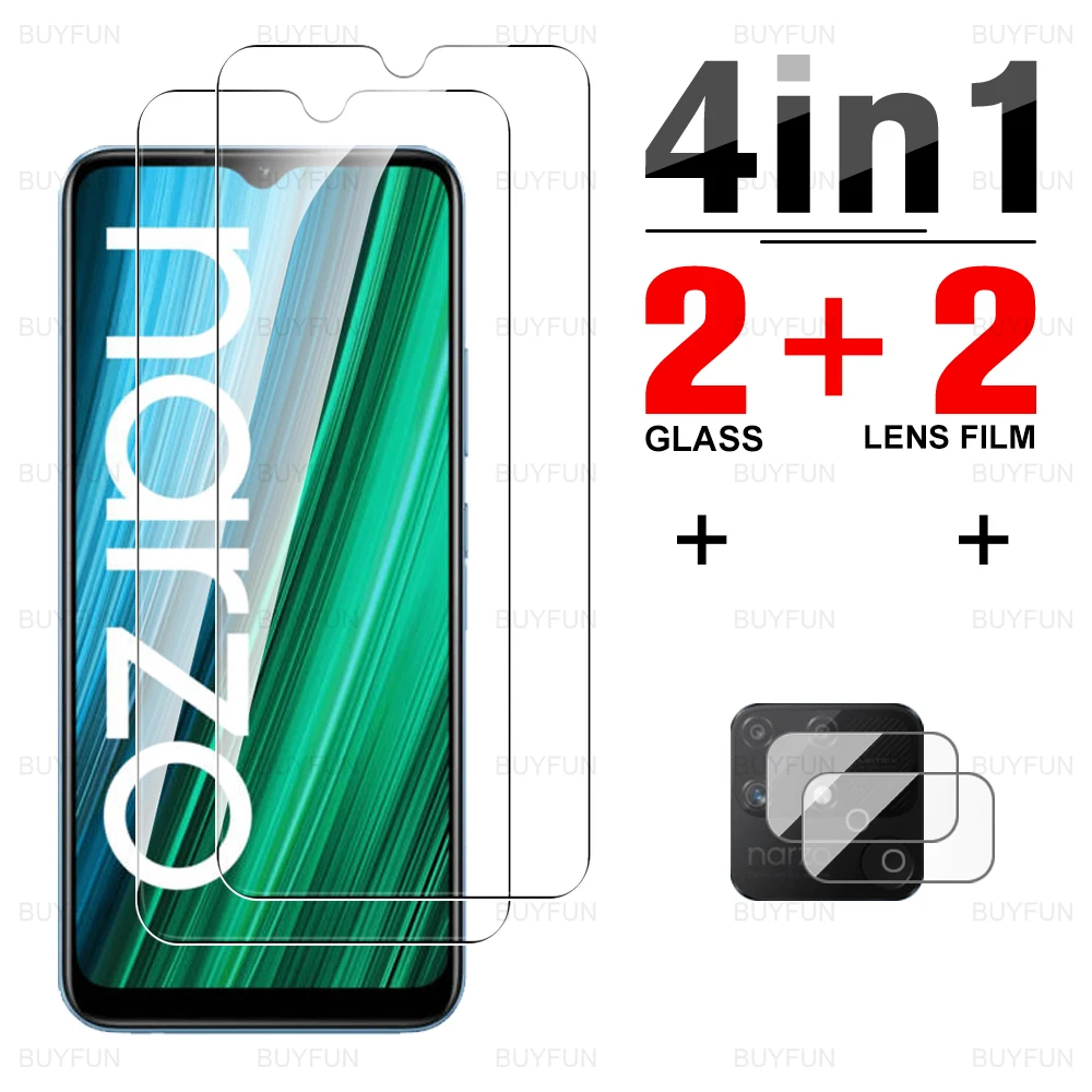 

4 в 1 Защитная пленка для экрана для Realme Narzo 50A 50i закаленное стекло для Oppo Realme Realmy Narzo 50A 6,5 дюйма Защитная пленка для объектива