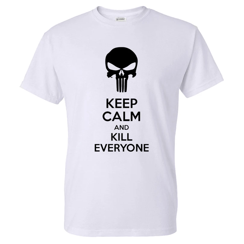 

Футболка Мужская/женская с надписью «KEEP CALM AND KILL All», Повседневная модная рубашка с принтом Карателя и логотипом, уличная одежда, 2021