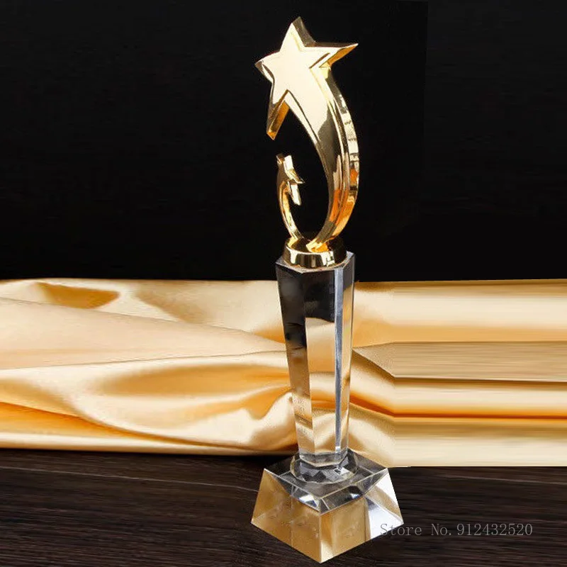 Креативный металлический хрустальный трофей со звездами награды на заказ с