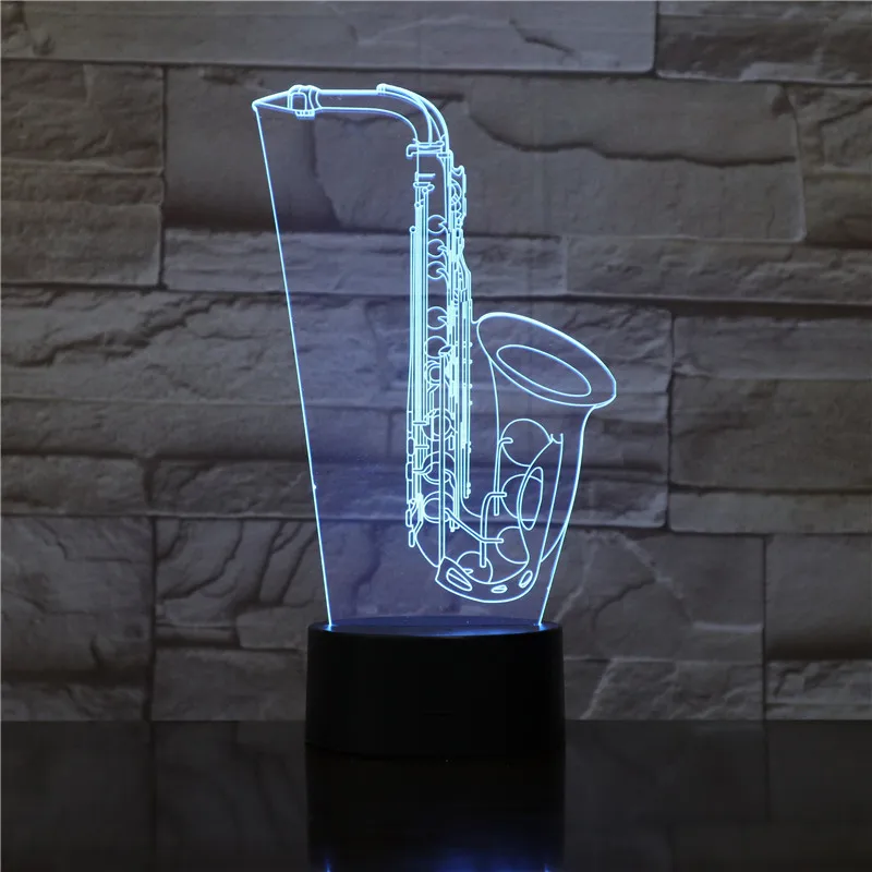 Saxphone настольная лампа 3D светодиодный ночник Sax музыкальный инструмент антикварная настольная лампа В индустриальном стиле Ресторан Кофейня Decorative1792
