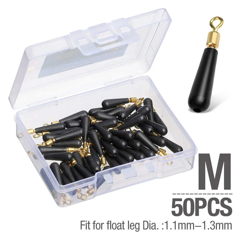 M 50 pcs DONQL 50 шт. блок Рыболовные Поплавки отдых силиконовая Медная головка резиновая рыбка поплавки инструмент Аксессуары вращение Дрифт фиксированное сиденье поплавок - Цвет: M 50 pcs