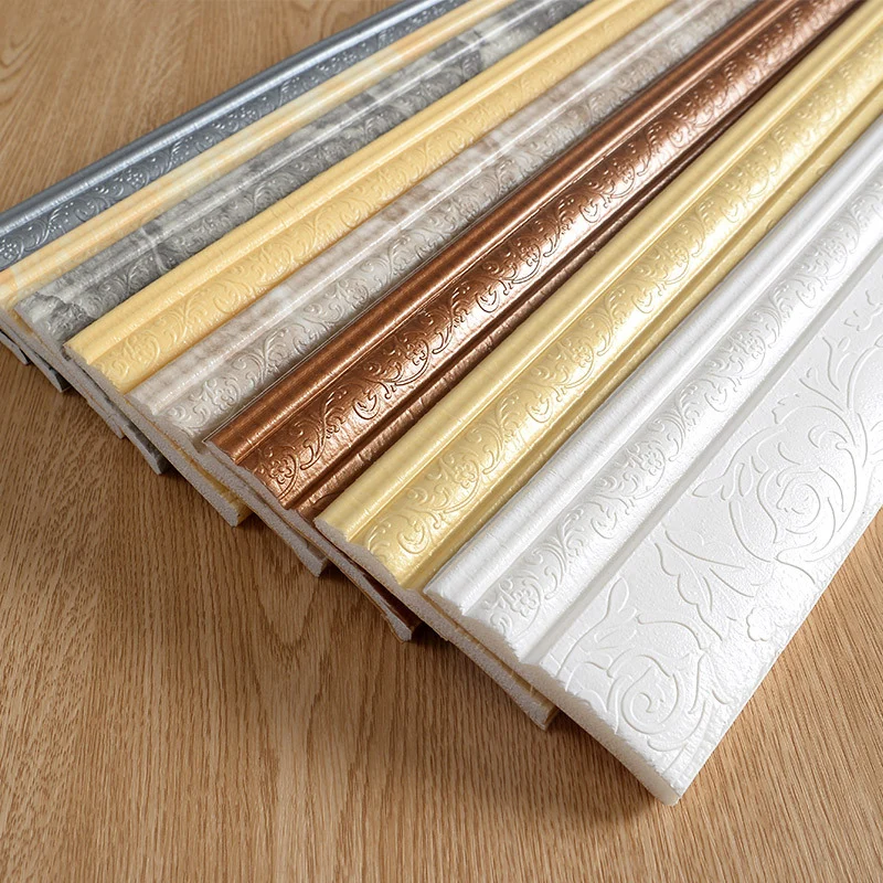 

3D Pattern Adhesive Corner Line Stickers Peel and Stick Trimmable DIY Skirting Waterproof Soft Foam Ceiling Wall Border @LS