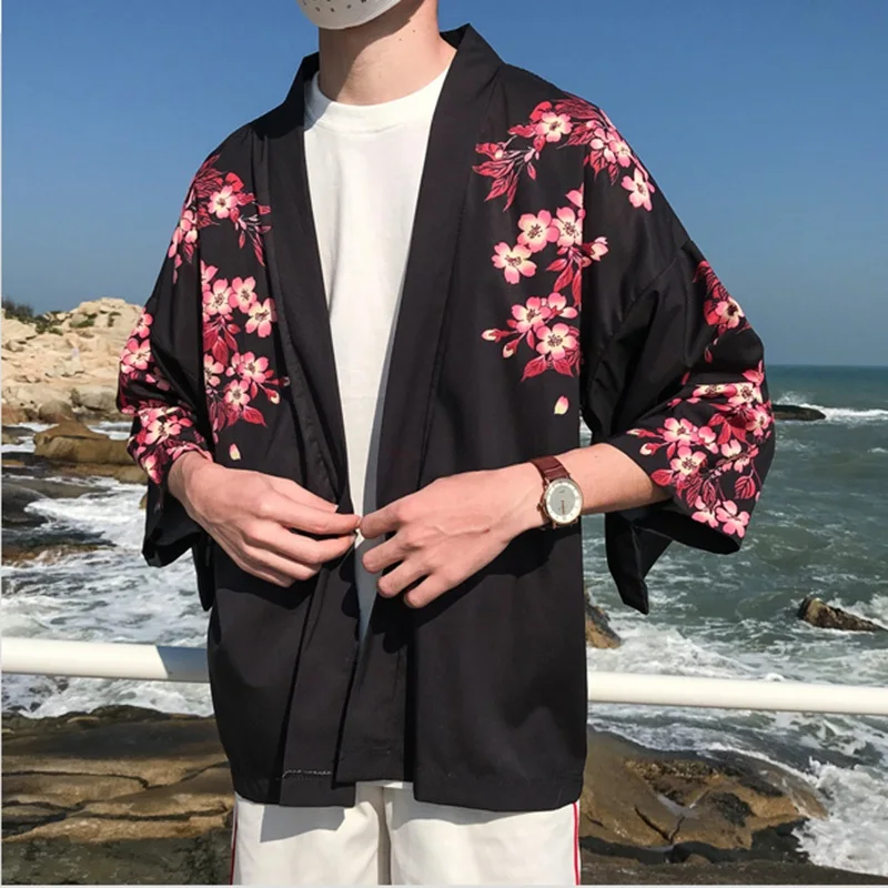 Мужской кардиган кимоно Haori Yukata костюм самурая пиджак рубашка|Одежда Азии и