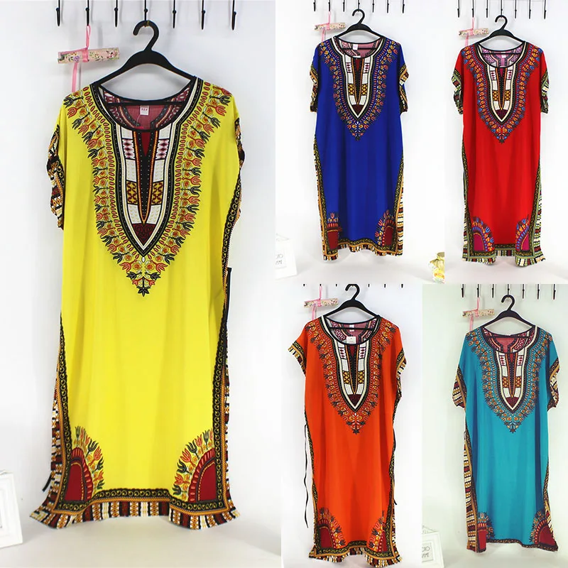 

Fashion African Dresses for Woman Plus Size Short Sleeve Clothes Muslim Islamic Style Robe Imitation Silk 2021 New Evening Dress