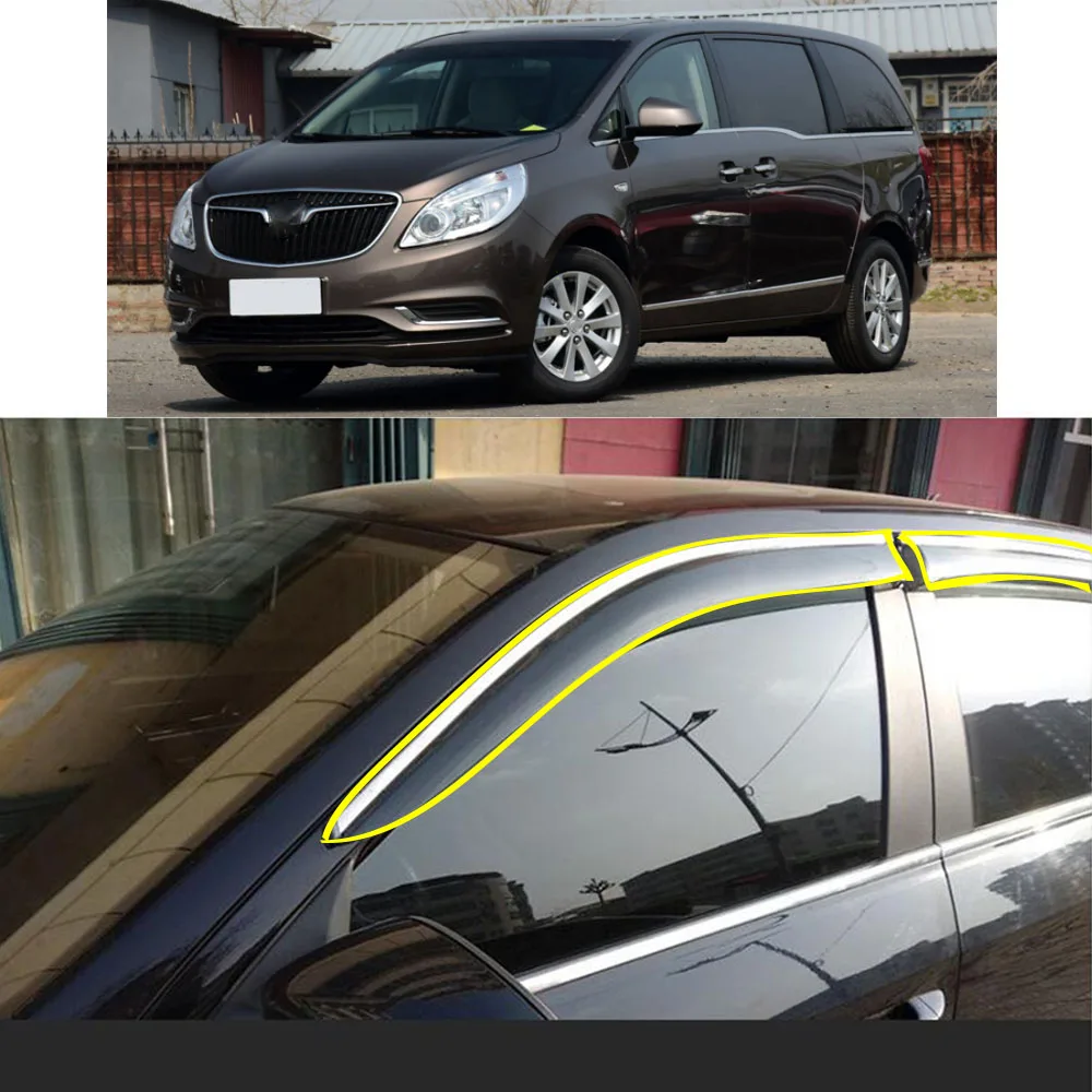 

Car Body Styling Sticker Plastic Window Glass Wind Visor Rain/Sun Guard Vent For BUICK GL8 2011 2012 2013 2014 2015 2016 2017