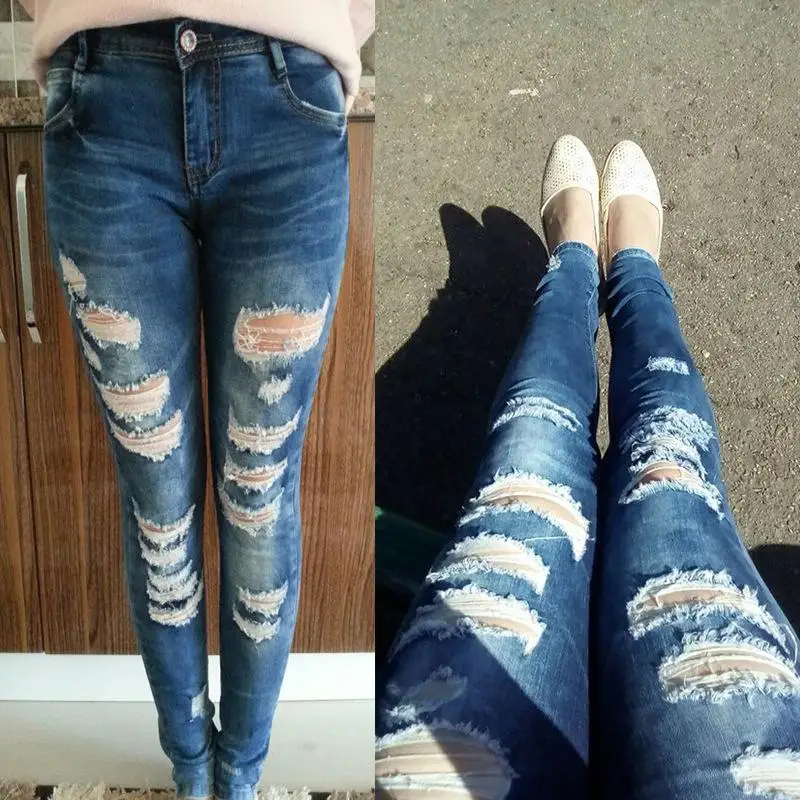 Новинка бутик эластичные хлопковые джинсы-карандаш в стиле бойфренда рваные