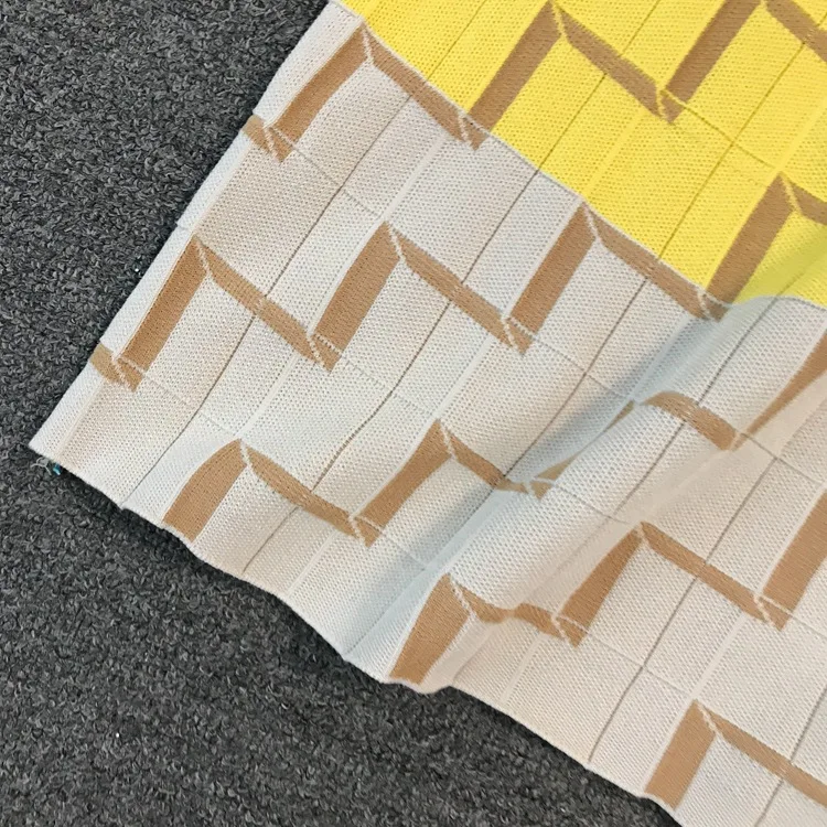 

Women Summer Dress Slim Vintage Knitted Sheath Contrast Geometric Plaid Sleeveless Vest With Neck And Suspender Knitted Dress