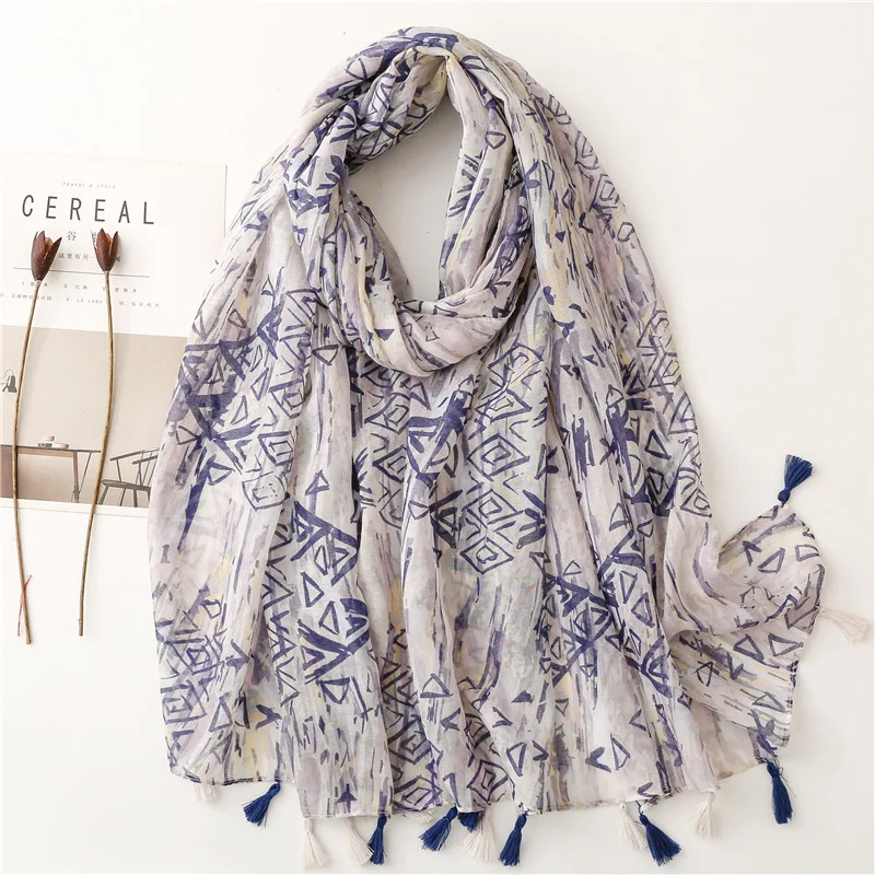 

51 Design Fashion Aztec Geometric Paisley Tassel Viscose Shawl Scarf Lady High Quality Wrap Pashmina Stole Bufandas Muslim Hijab