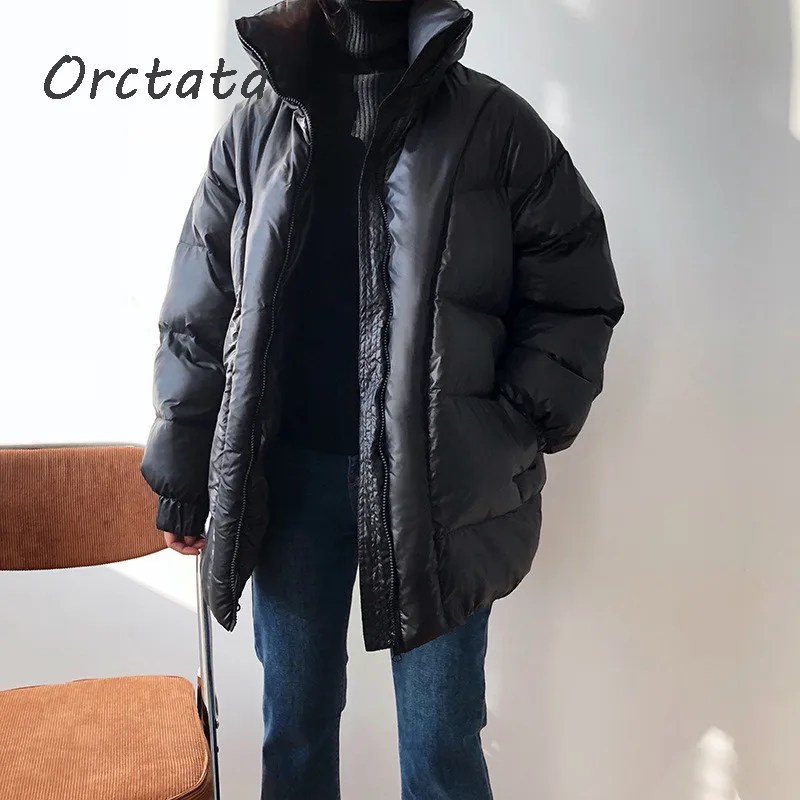 Модная теплая зимняя куртка Женская парка женская черная однотонная