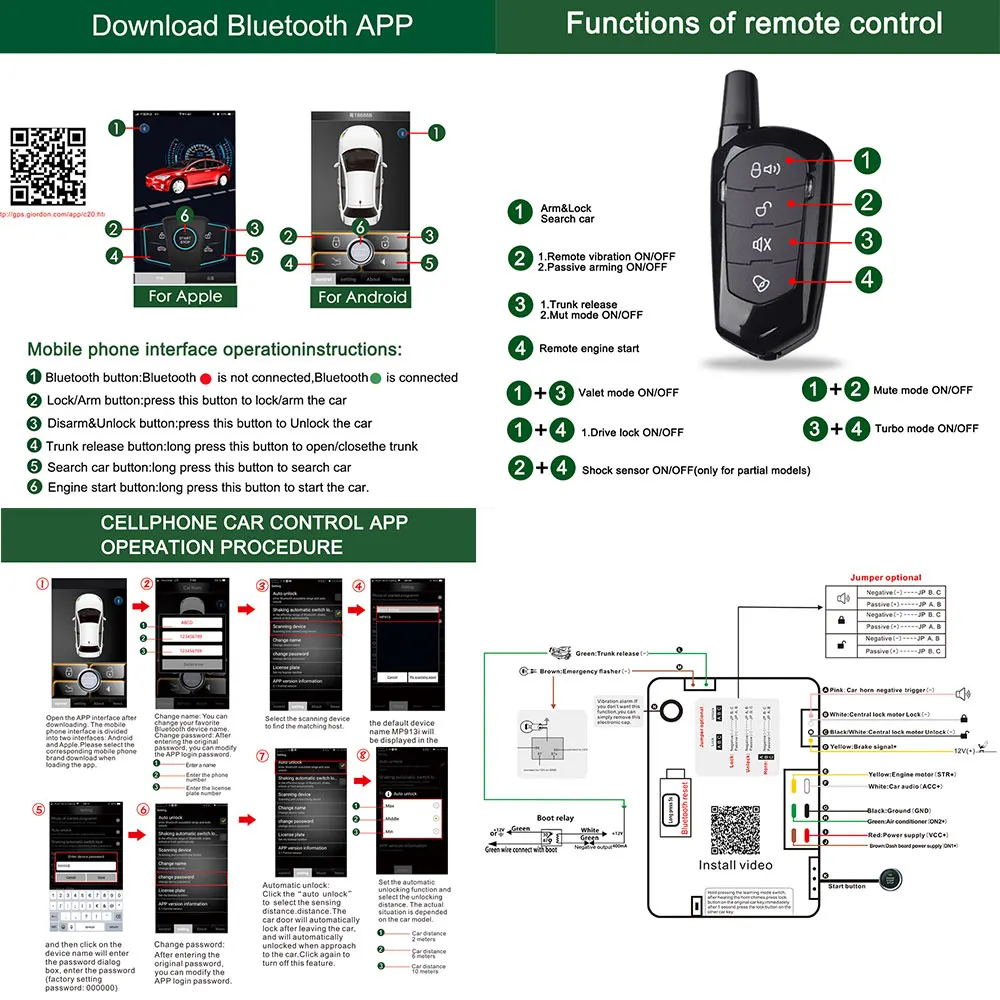 remote start for car keyless entry alarm system pke automatic phone control one button remote central locking start stop free global shipping