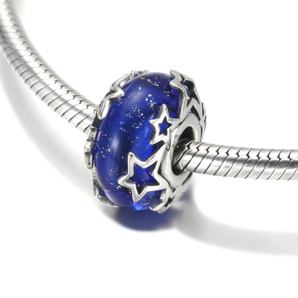 

Аутентичные Серебряные Бусины S925, ювелирные изделия для рукоделия, подходят для женского браслета, браслета, звезды, подвеска